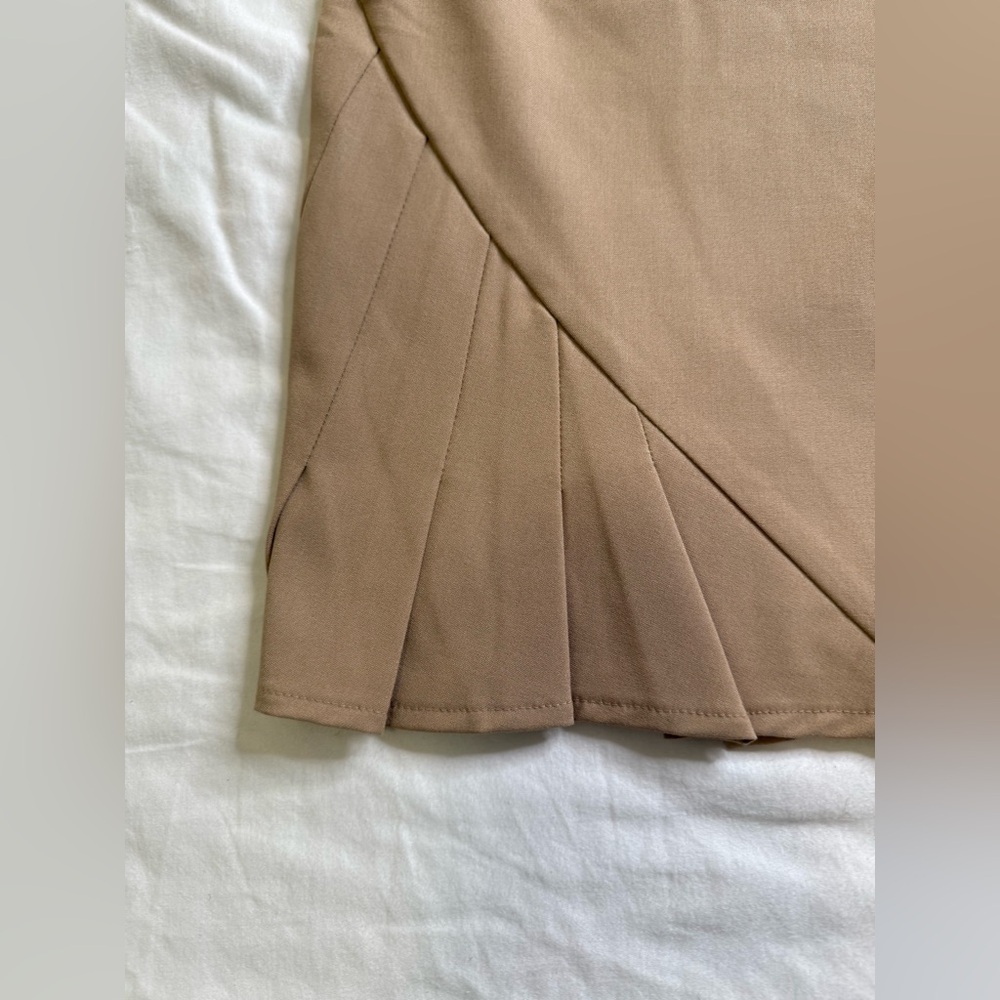 The Limited Stretch Camel Pencil Skirt Asymmetrical Pleat Front Lined Workwear 4 - Picture 9 of 13